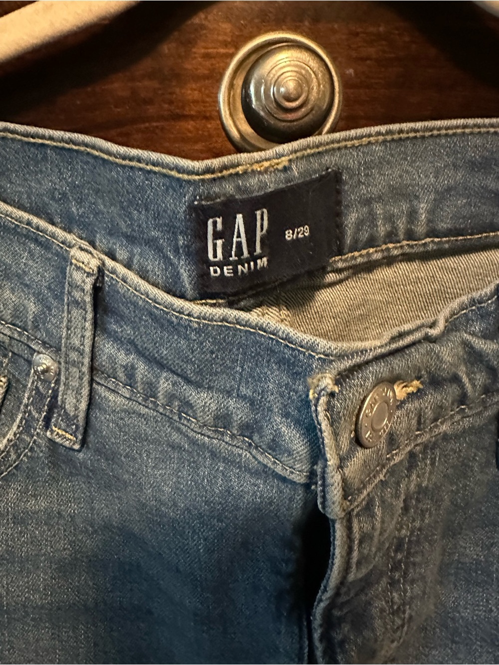 GAP Blue Denim Maxi Skirt with Front Slit Detail - Picture 3 of 5